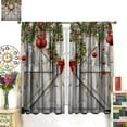 thumbnail image 4 of Christmas Ball Curtains, Dreamy Snowy Gliiter Red Sliver Xmas Baubles Wreath Rural Wood Door Pattern Window Treatments, Blackout Rod Pocket Drapes for Living Room Bedroom Kitchen Bathroom 84x84in, 4 of 8
