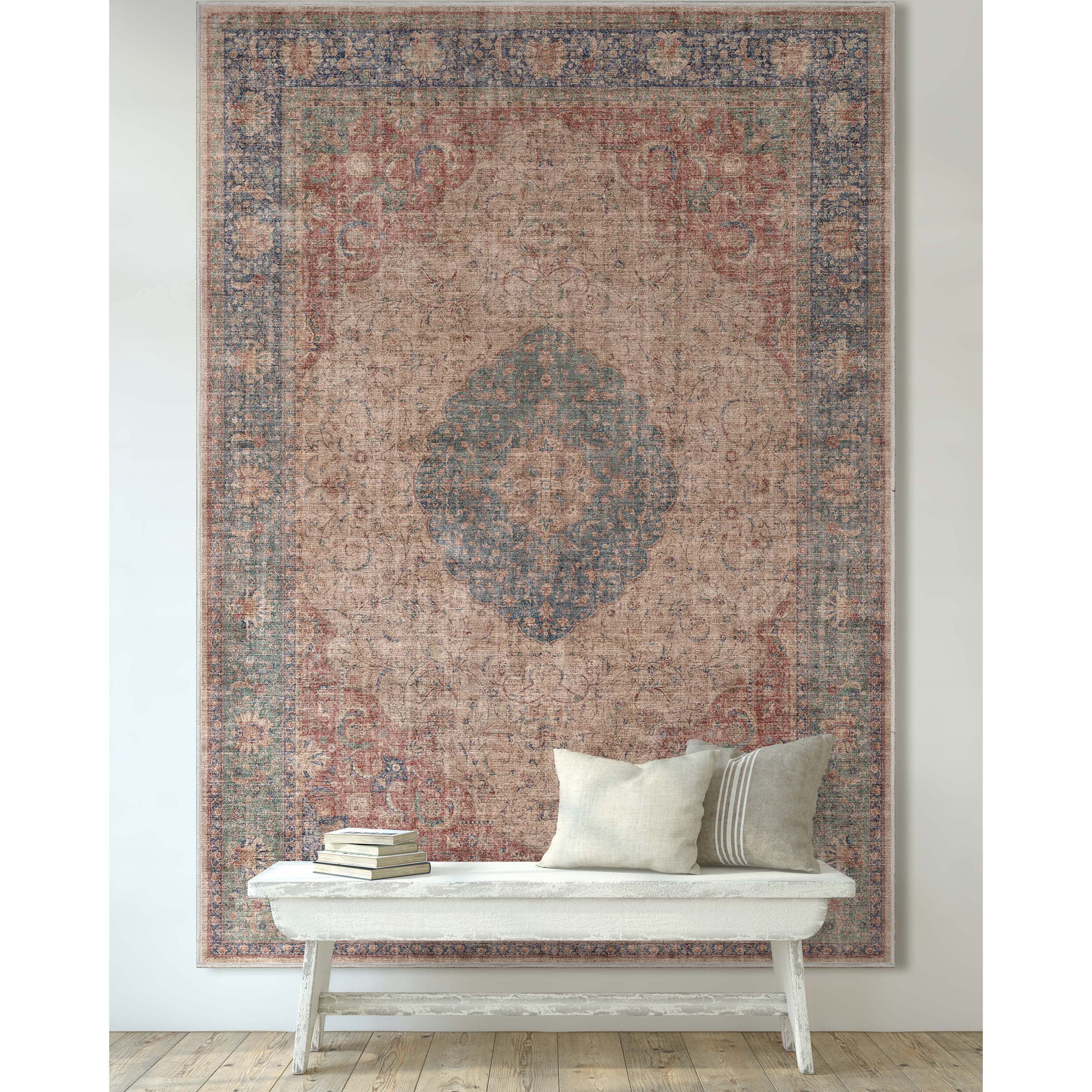 Well Woven Asha Odette Vintage Medallion Oriental Red Blue 5'3" x 7'3" Flat-Weave Area Rug