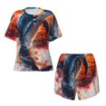 thumbnail image 2 of Yiaed Sunset Ocean Watercolor Dolphin Print Short Sleeve Pajama Sets for Women Casual Crew Neck 2 Piece Lounge Sets Women's Short-Sleeved Pajama-X-Large, 2 of 5