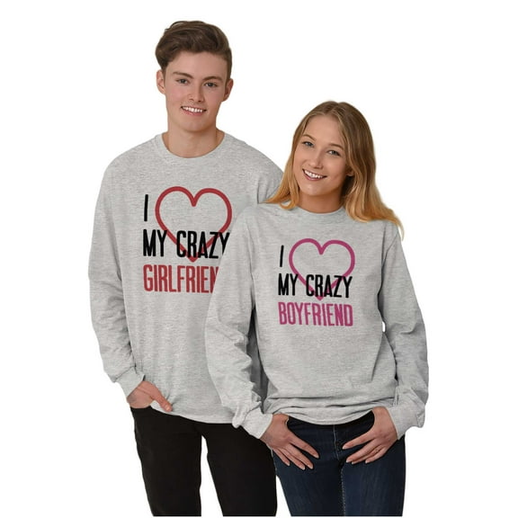 Funny Cute Set for Couples Matching Men's Big & Tall Long Sleeve Graphic Tee Brisco Brands 2X