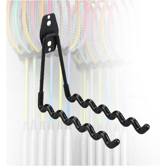 Tennis Racket Storage Rack,Wall Mounted Tennis Racket Display Rack, Badminton Racket Holder Hold 6 Racks, for Badminton Rackets Tennis Rackets Table Tennis Rackets(Black)