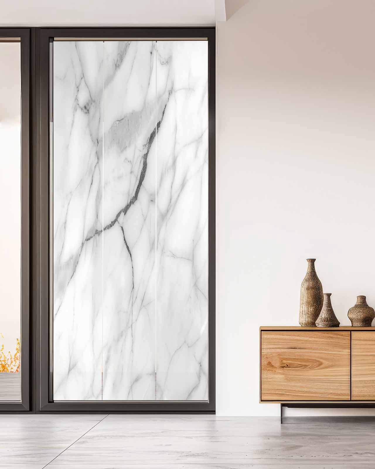 White Marble Window Privacy Film Grey White Abstract Art Decorative Glass Window Film UV Blocking Static Cling Non-Adhesive Sticker Covering for Home Door 35.4x78.7 inches