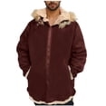 thumbnail image 1 of LOVZFMLL Jackets for Men Stylish Solid Zipper Hooded Thickened Punk Motorcycle Leather Jacket, 1 of 8
