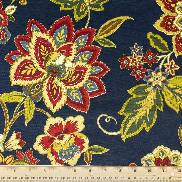 Waverly Inspirations 100 Cotton Duck 45" Width Floral Print Navy Color