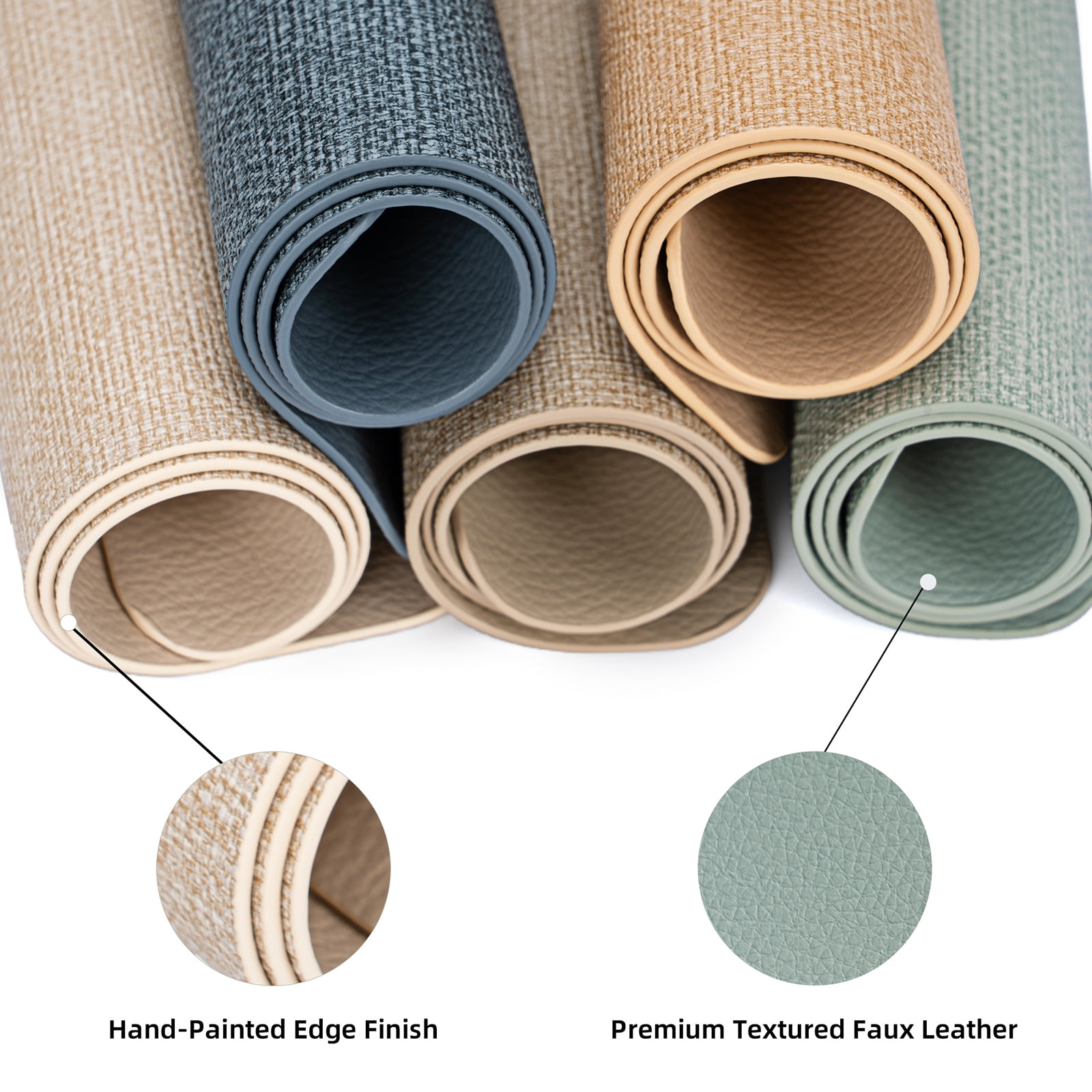 PROMATTOO Faux Leather Placemats Set of 6,Heat Resistant Dining Table Mats,17”x12”,Ivory Beige
