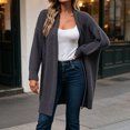 thumbnail image 5 of Hrsba Cable Knit Sweaters for Women Solid Color V Neck Oversized Long Knit Pullover Sweater, 5 of 6