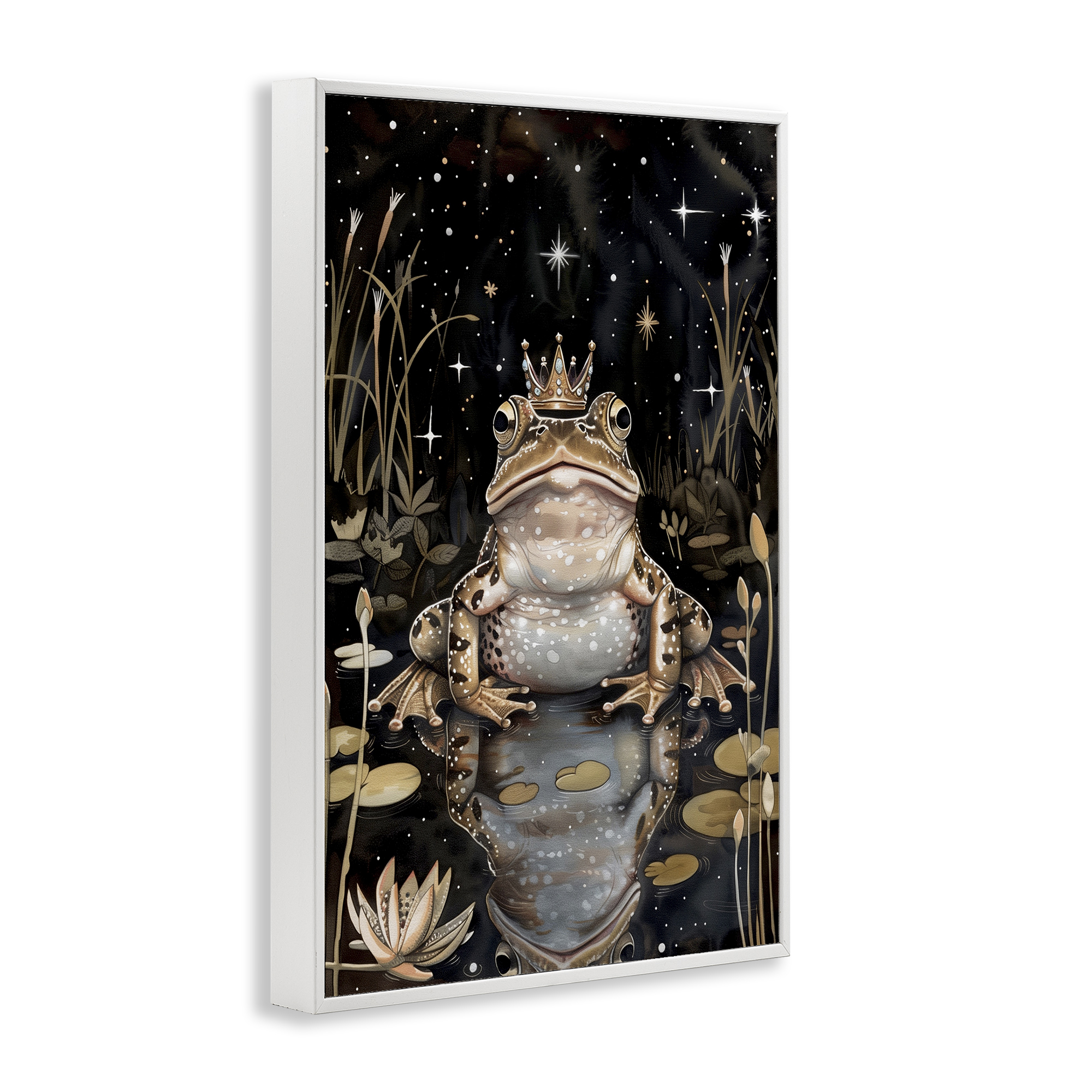 Stupell Industries Regal Toad at Night Animals & Insects Painting White Framed Art Print Wall Art, 20 x 30