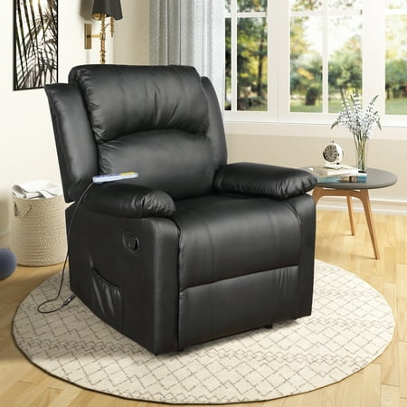 Merax Padded PU Leather Heated Massage Recliner with 8 Vibration