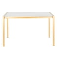 Fuji Modern/Glam Dining Table in Gold Metal with White Marble Top by