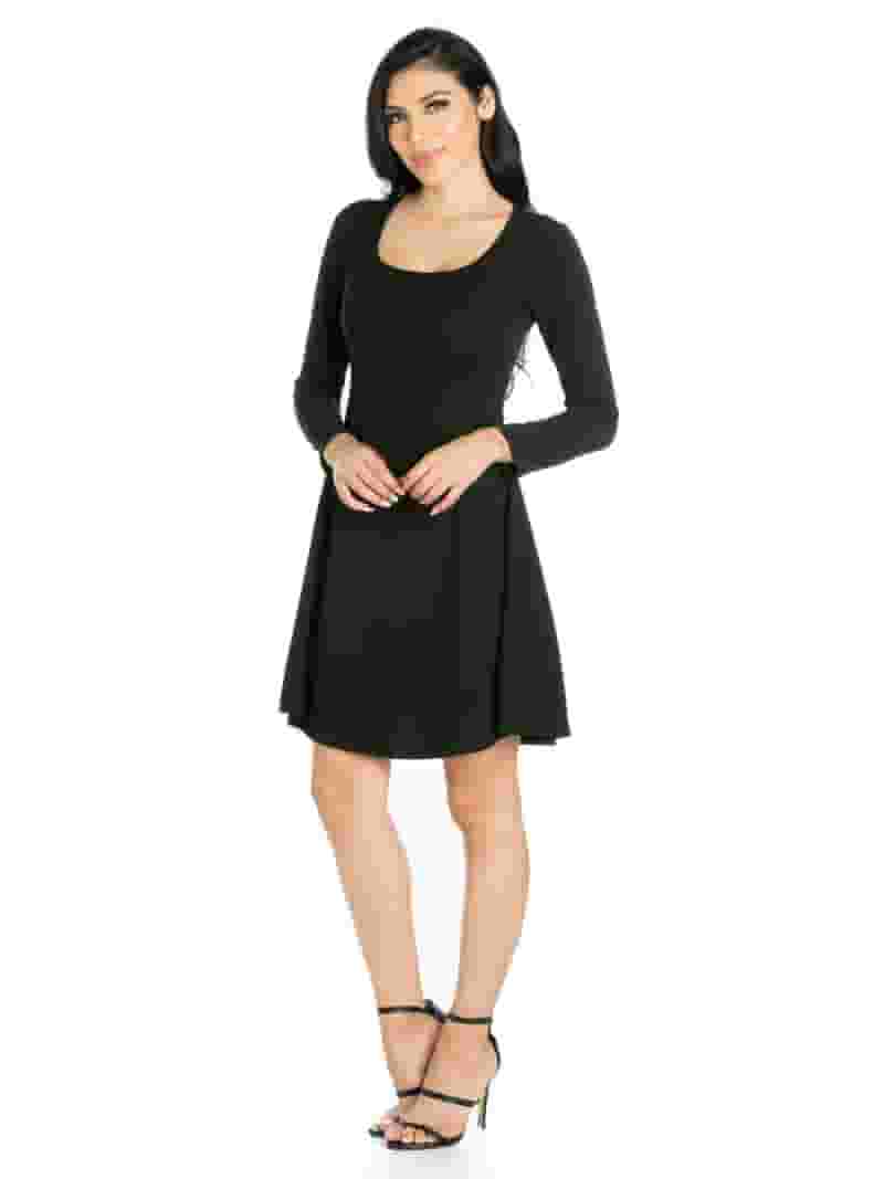 【GLOWNY】24FALL 3/4 G COMFORT DRESS 24/7 Comfort Apparel Women's Long Sleeve Knee Length Skater
