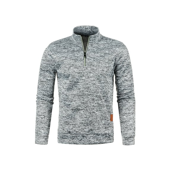 Seyurigaoka Men's Thin Fleeced Sweater Shirts Long Sleeve Stand Collar Half Zipper Loose Casual Oversized Pullover Tops