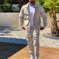 thumbnail image 2 of RUTAYY Men's Outfits Casual Solid Color Long Sleeve Jacker Cargo Pants with Pocket Hiking Workout Relaxed Holiday Clothing Sets, 2 of 8