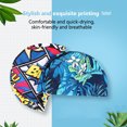 thumbnail image 4 of LJNYFDC Bathing Hat Breathable Fabric Swimming Hat Exquisite Pattern High Elastic Quick Dry Tear resistant Protective Polyester Unisex Print Swimming, 4 of 7