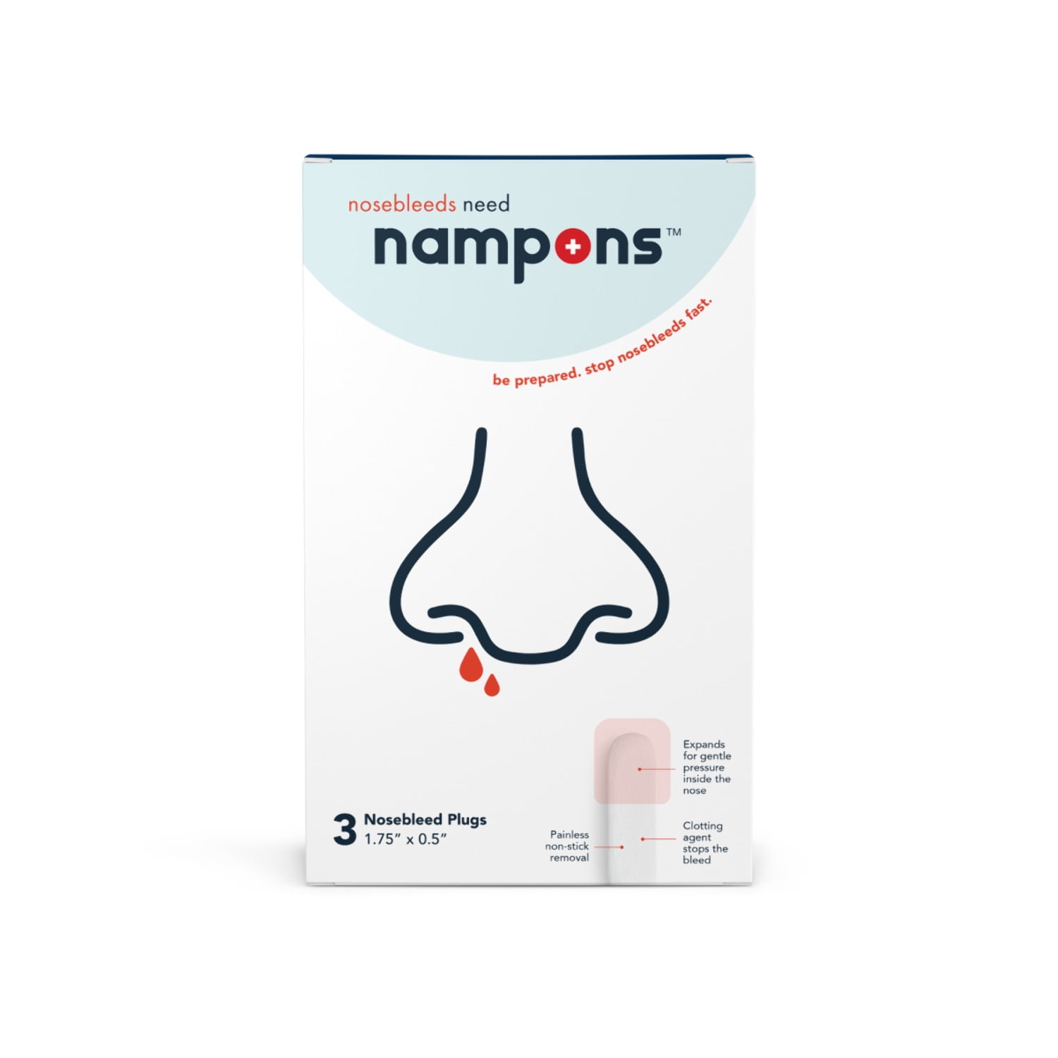 Nampons™ for Nosebleeds - 6 Nasal Strips with Hypoallergenic Clotting Agent to Stop Nosebleeds Fast