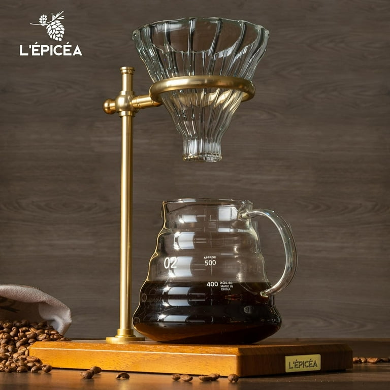 コーヒー Lishou coffee 5can set L'ÉPICÉA Pour over Coffee Maker Set,Stainless Steel Stand, Wooden
