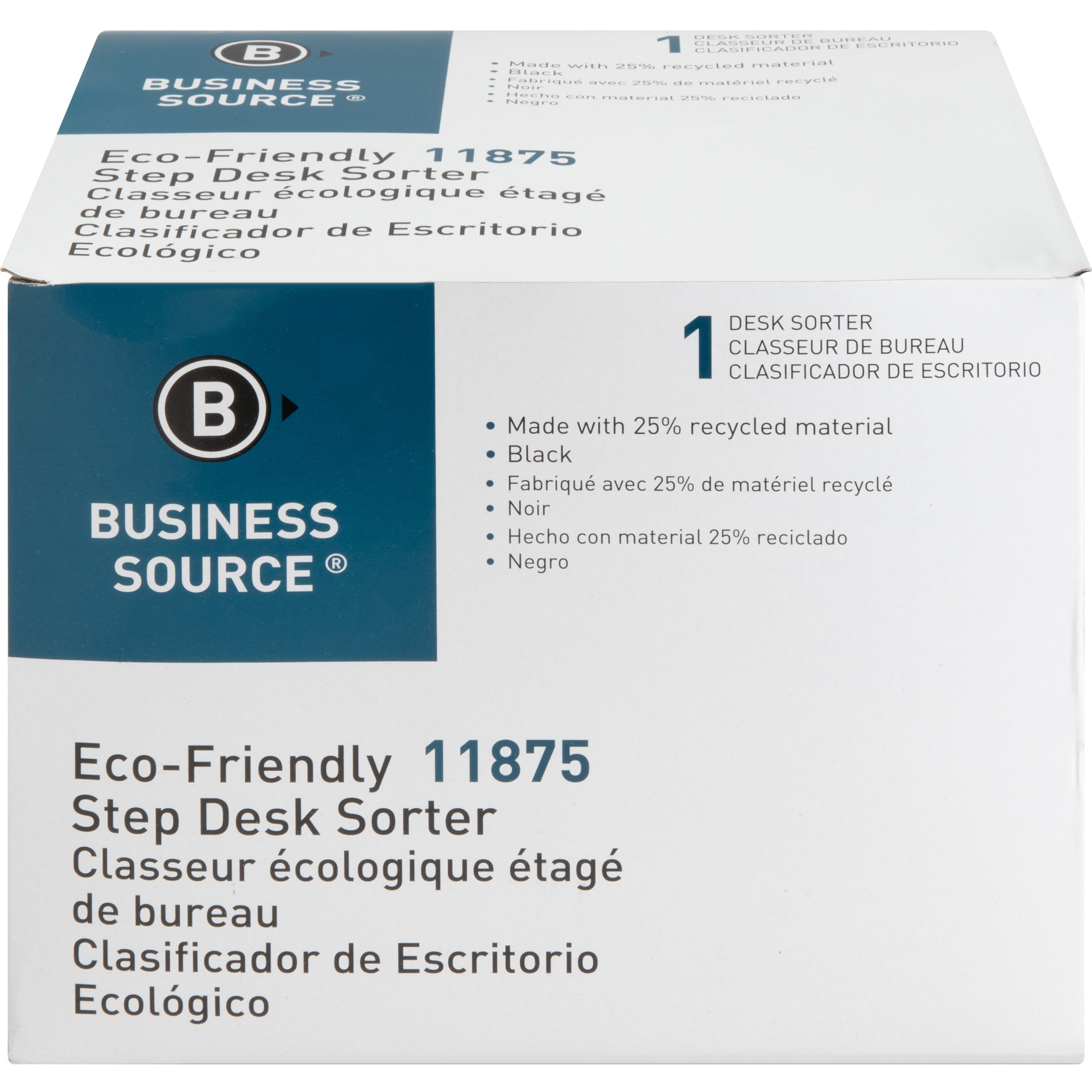 Business Source, 6-slot Inclined Desk Step Sorter, 1 Each, Black