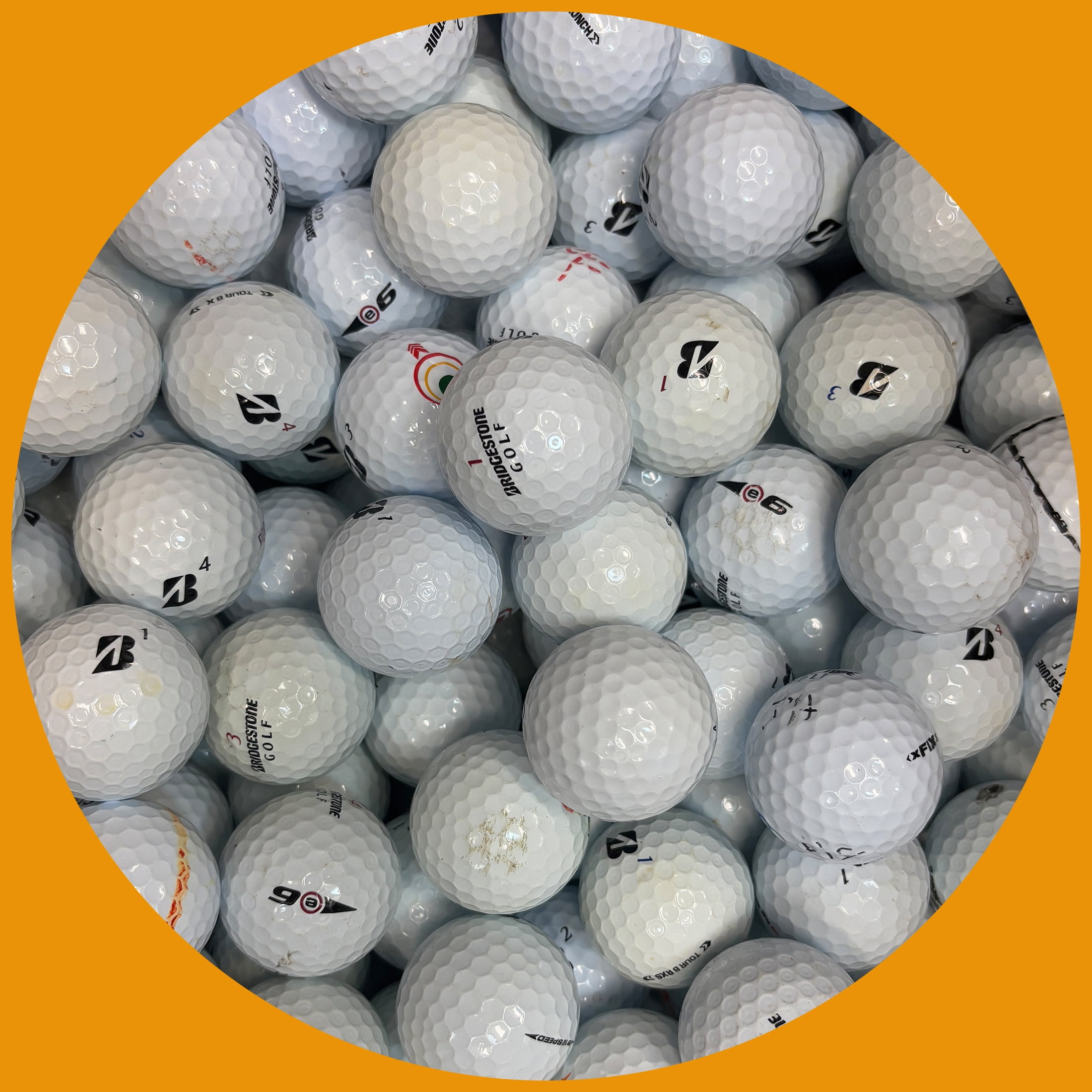 Pre-Owned Bridgestone Recycled Golf Balls, White, 250 Pack, 3A/4A Grade by Mulligan