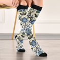 thumbnail image 5 of FORMRS Womens Knee High Socks Casual Long Thick Travel Daily Wear, 2 Pairs, Blue Floral, 5 of 6
