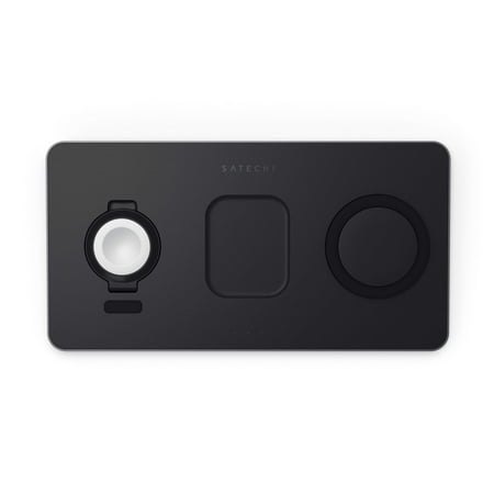 Satechi - Trio Wireless Charging Pad for Qi-Enabled Smartphones, Apple Watch, AirPods Pro and AirPods 2 - Space Gray