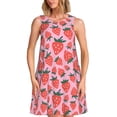 thumbnail image 1 of Easygdp Cartoon Strawberry para Vestido Transpirable de Mujer, Vestido Suelto de Manga Corta con Pliegues y Bolsillos para el Verano, 1 of 7