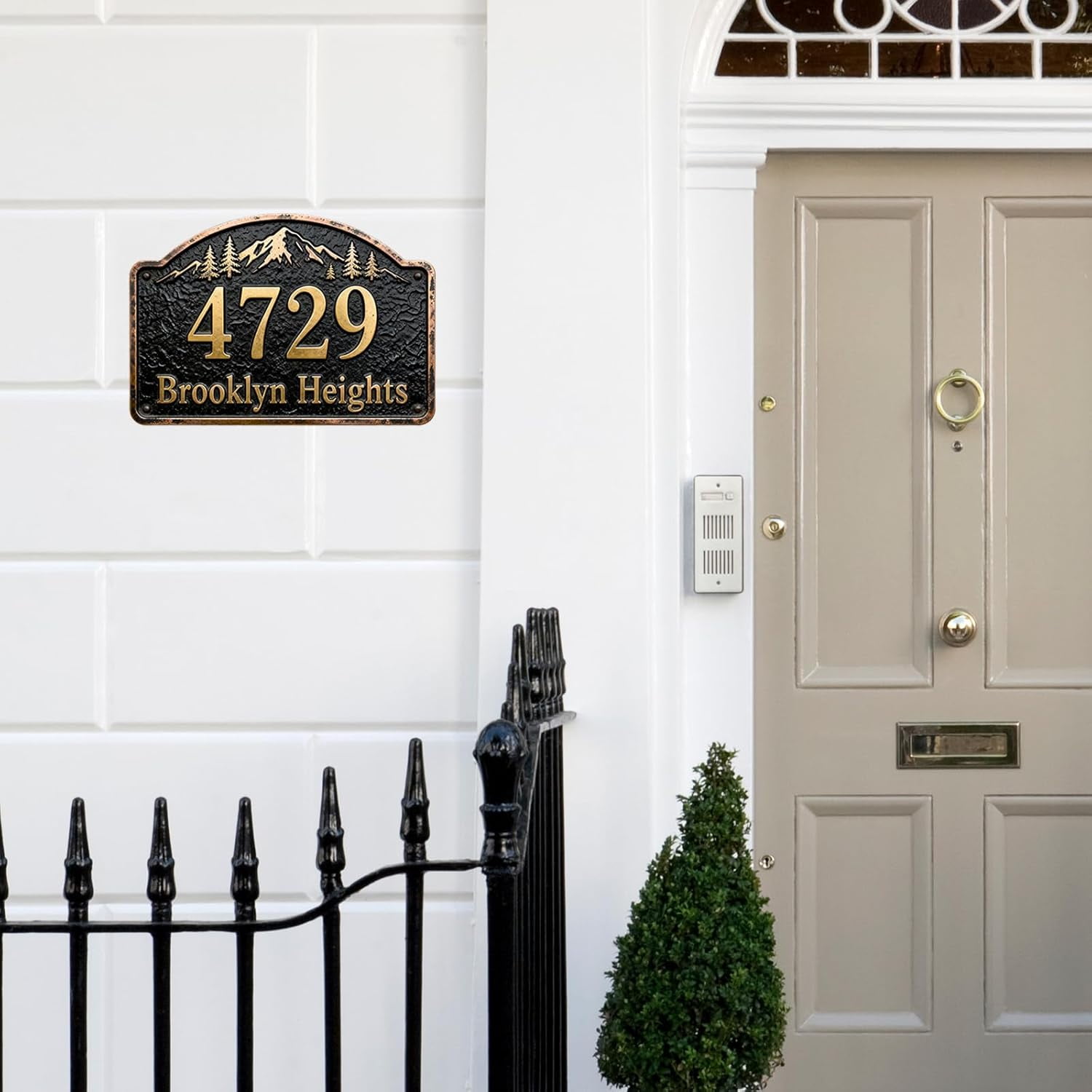 Personalized Cast Metal Address Plaque Vintage Custom House Number Sign Outside Street Mailbox Address Classic Wall Antique Brass Signs Durable Weather Resistant