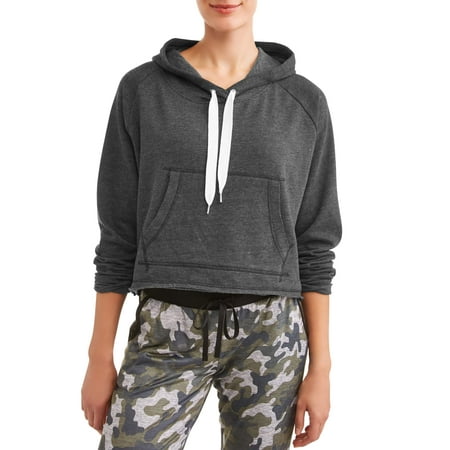 New York Laundry Women's Brushed Cross Over Crop Hoodie (SIZES S-3X AVAILABLE)