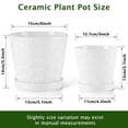 thumbnail image 4 of BUYMAX Ceramic plant pots with drainage holes and tray,5+6 inch embossed seashell design flower pots , White ，Set of 2, 4 of 7