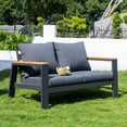 thumbnail image 6 of Outdoor Loveseat Sofa All-Weather Patio Sofa Couch High Back 2 Seater Aluminum Sofa Chair,Dark Grey, 6 of 7