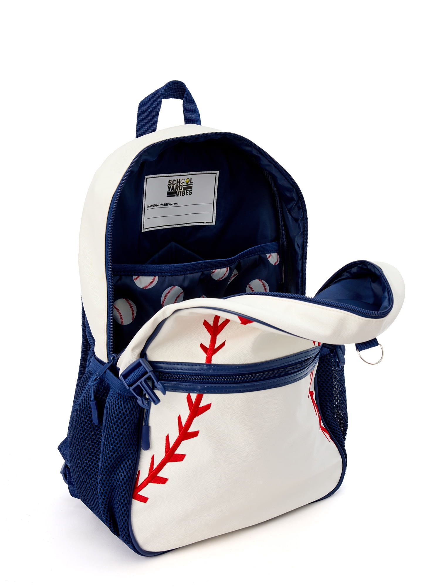 Schoolyard Vibes 17" Boys' 3-Piece Baseball Backpack Set with Headphones & Lunch Box, White