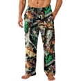 thumbnail image 3 of Havenx Mens Flannel Pajama Pants Camouflage Print Straight-Fit Pants with Pockets Flannel Elastic Waist Pajama Bottoms Comfort Sleep Lounge Novelty Loose Clothes,Light Green M, 3 of 6