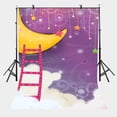 thumbnail image 1 of BSDHOME Polyester 5x7ft Childlike Cartoon Drawing Backdrop Moon Ship Photography Background Children Photo Shooting Props, 1 of 5