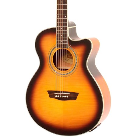 Maple Top Tobacco Sunburst - Washburn Festival EA15A Spruce Top With Flame Maple Veneer Acoustic Cutaway Electric Guitar With 4-Band EQ Tobacco Sunburst