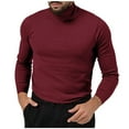 thumbnail image 2 of Lovskoo Mens Sweaters Solid Color Pullover High Stretch High Neck Knit Long Sleeve Top/Shirt Claret, 2 of 5