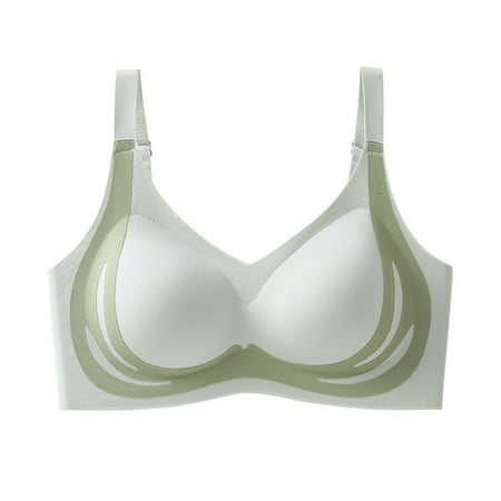 Super Froncé Doux Et Large Bras for Women Confortable Sans Armatures Soutien Plus Size Bra Gorge Push Up Pour Femme Lingerie De Sport Soutien Gorge Sans Armatures Green Large Nylon Spandex