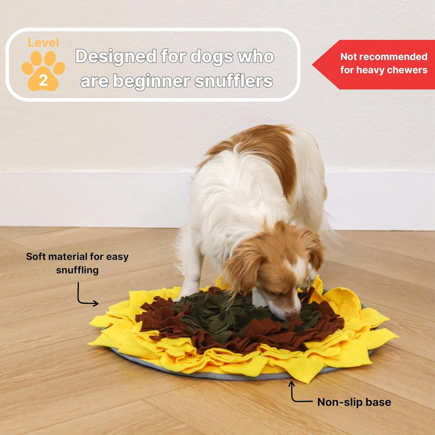 Snuffle Mat for Dogs, Large 19x19 Inch Plush Slow Feeder Mental Enrichment Toy, Interactie Foraging Puzzle to Reduce Anxiety & Boredom, Machine Washable Durable Chew Toy for All Breeds, Yellow