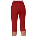 thumbnail image 7 of VV AVEORS Capri Pants For Women Split Side High Waist Casual Athletic Knee Length Summer Pants Casual Sweatpants With Pockets Wine XL, 7 of 7
