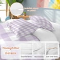 thumbnail image 2 of 3 Piece Plaid Purple Rural Style,Duvet Cover Set California King,Microfiber Comforter/Quilt Cover with Corner Ties and 2 Pillowcases,Rural Abstract Geometric Lattice Soft Bedding with Zipper Closure, 2 of 8