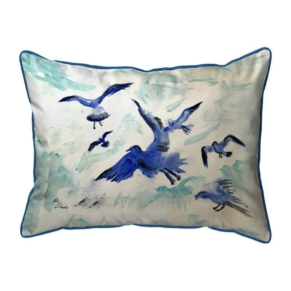 Betsy Drake Interiors Flocking Gulls Small Indoor/Outdoor Pillow 11x14