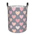 thumbnail image 1 of DouZhe Paniers à Linge Imperméables Pliables Grands, Cœurs Mignons Imprimés Roses de la Saint-Valentin Panier Circulaire avec Poignées, 1 of 6