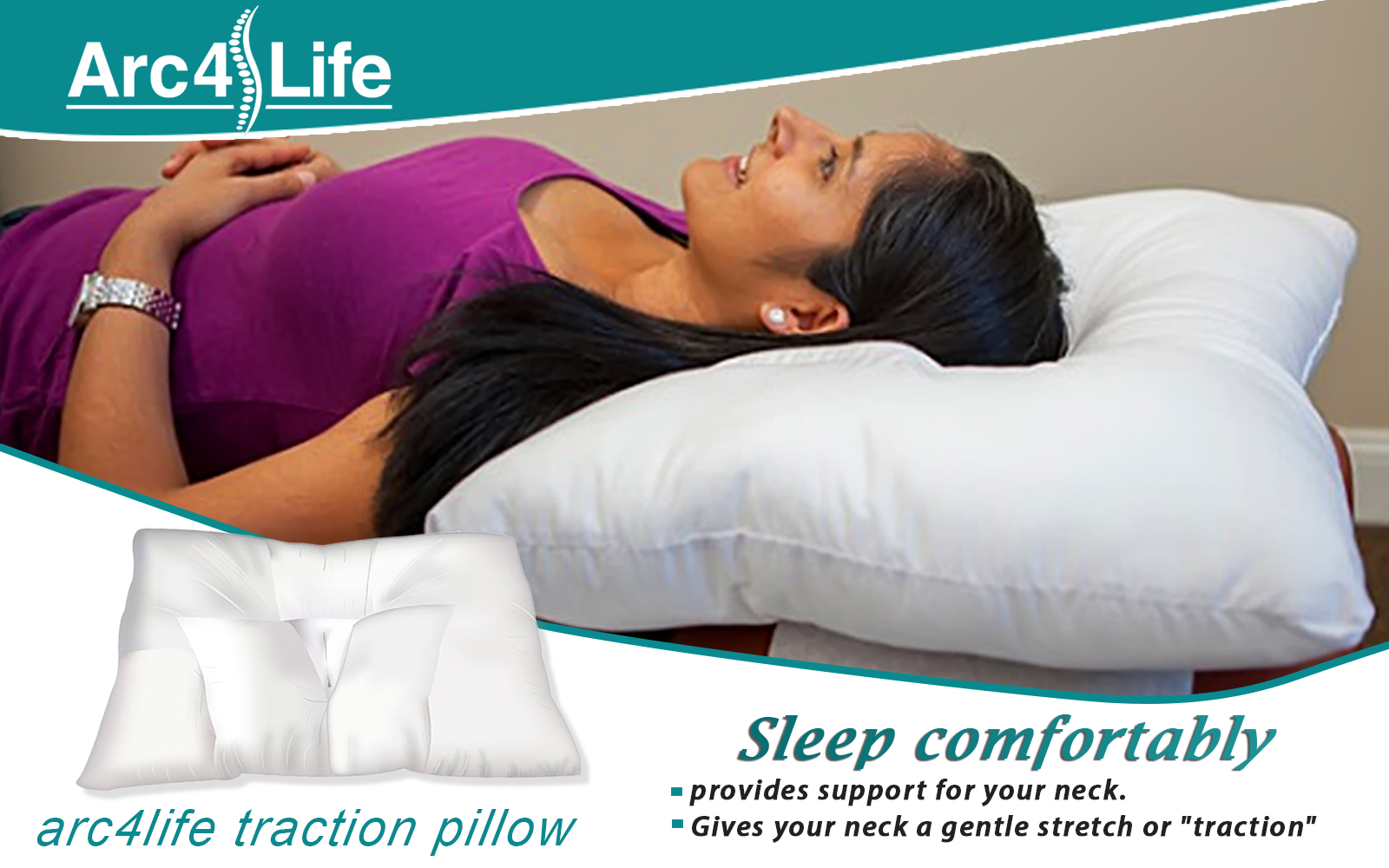 Arc4life Cervical Traction Neck Pillow Medium Size with Dust Cover Included - image 3 of 3