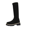 thumbnail image 2 of Roncen Women's Fashion Casual Retro Round Toe Chunky Heel Boots - Stretchy Elastic Mid-Calf Boots Slenderizing Design with Classic Solid Color for Versatile Outfits, 2 of 8