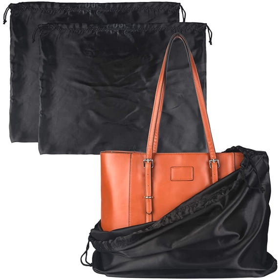 PlasMaller Dust Cover Storage Bags Silk Cloth with Drawstring Pouch For Handbags Purses Pocketbooks Shoes Boots Set of 2, Black (19.6 x 15.7 in)