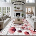 thumbnail image 3 of Watercolor Pink Flowers Area Rugs 8'x10', Washable Small Throw Rugs for Living Room Patio, Spring Flowers Botanical Wood Grain Indoor Outdoor Rug Non-Slip Low Pile Carpet Runner Reversible Floor Mats, 3 of 8