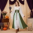 thumbnail image 2 of KLHDSF Women's Renaissance Medieval Costumes Dress Trumpet Sleeves Gothic Retro Gown For Halloween Army Green L, 2 of 7