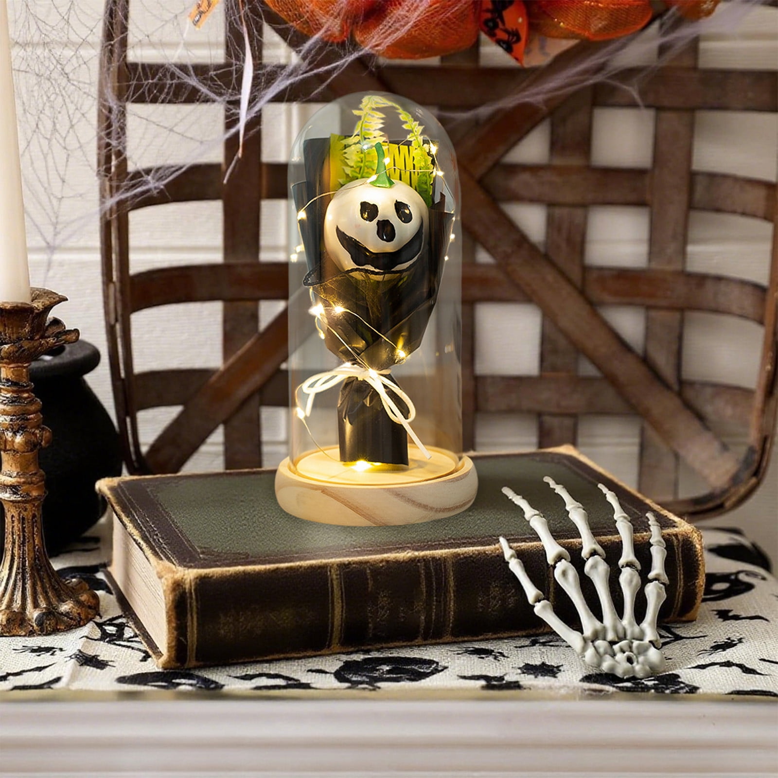 Bouquet De Citrouilles Lumineuses Veilleuse - Décoration D'Halloween à Piles Pour Ambiance Festive Dans Les Pièces Et Les Fêtes, Taille Compacte Avec Matériau Sûr - Crée Un Effet De Lueur Doux Et