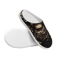 thumbnail image 3 of Yiaed Gold Rose Skull Print Slippers Fuzzy Warm Cozy Slippers Non Slip House Slippers For Indoor Outdoor Slippers House Slippers-35/36, 3 of 7