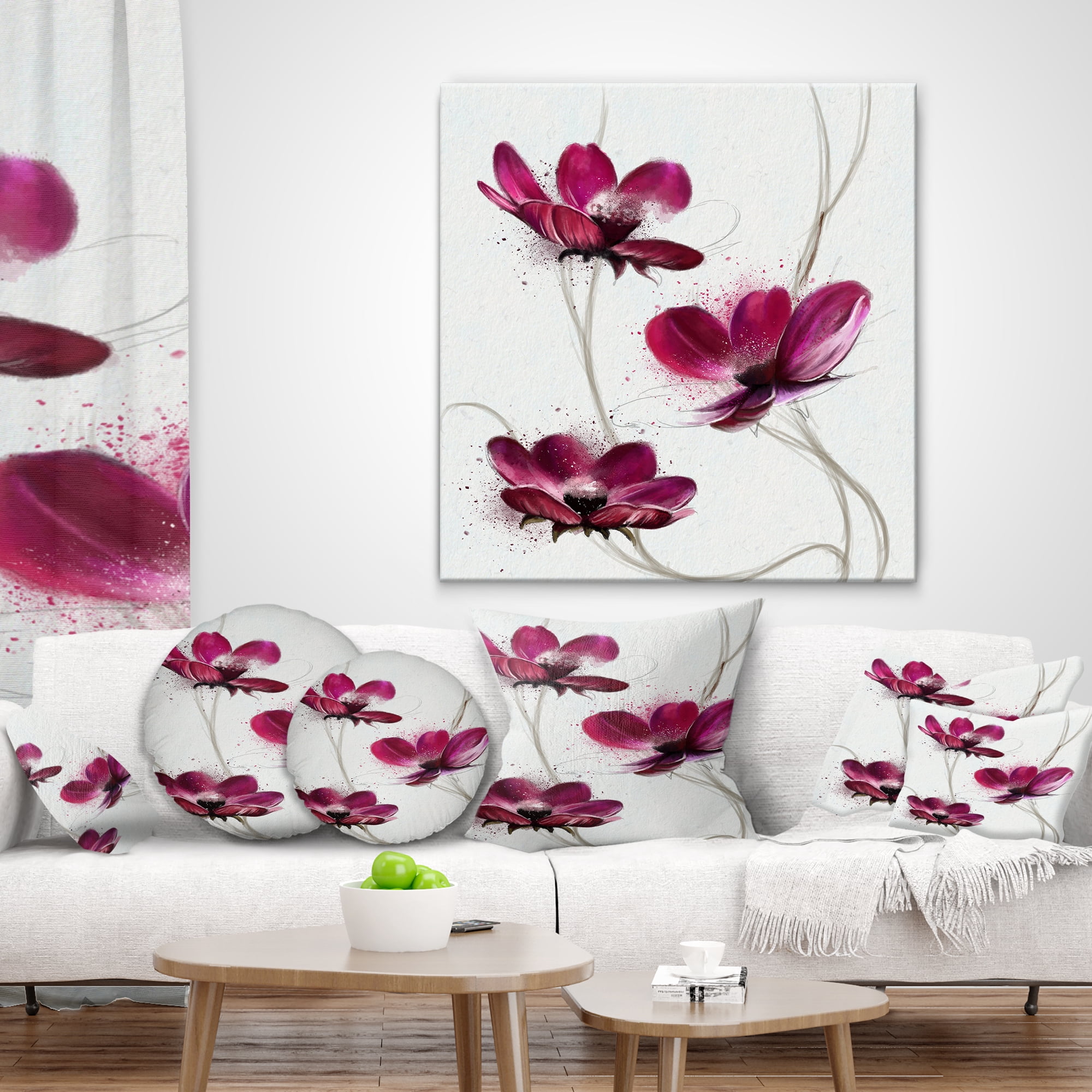 Designart Lovely Red Watercolor Poppies - Flowers Throw Pillowwork - 16x16