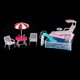 thumbnail image 1 of Juego de piscina para muñecas, juguete para niños con tobogán, sombrilla de playa, silla, juguetes de baño de simulación para muñecas de hasta 30 cm, 1 of 8