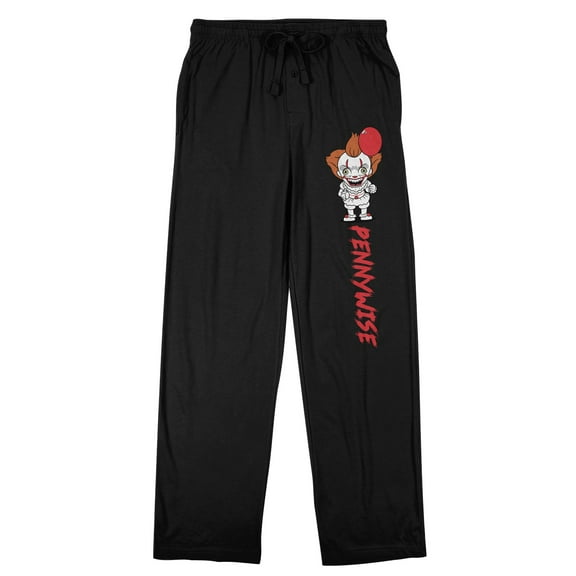 It Movie (2017) Pennywise Men's Black Graphic Sleep Pants-Large