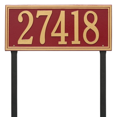Personalized Whitehall Products Single Line Estate Lawn Plaque in Red/Gold